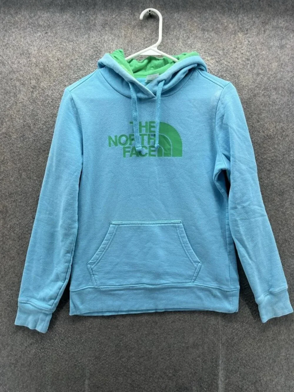 The North Face Hoodie Womens Small Blue Fleece Logo Pullover Kangaroo Pocket